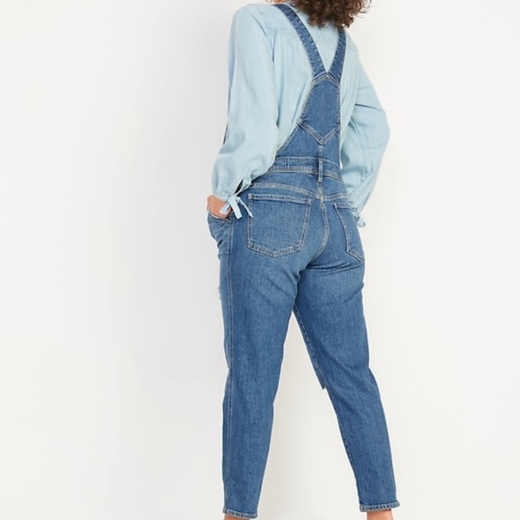 Maternity Side-Panel O.G. Straight Ripped Jean Overalls - Picture 2 of 5